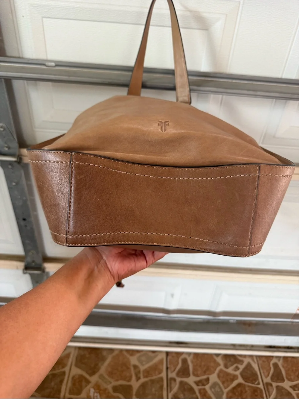 Frye Brown Leather Drawstring Hobo Bag